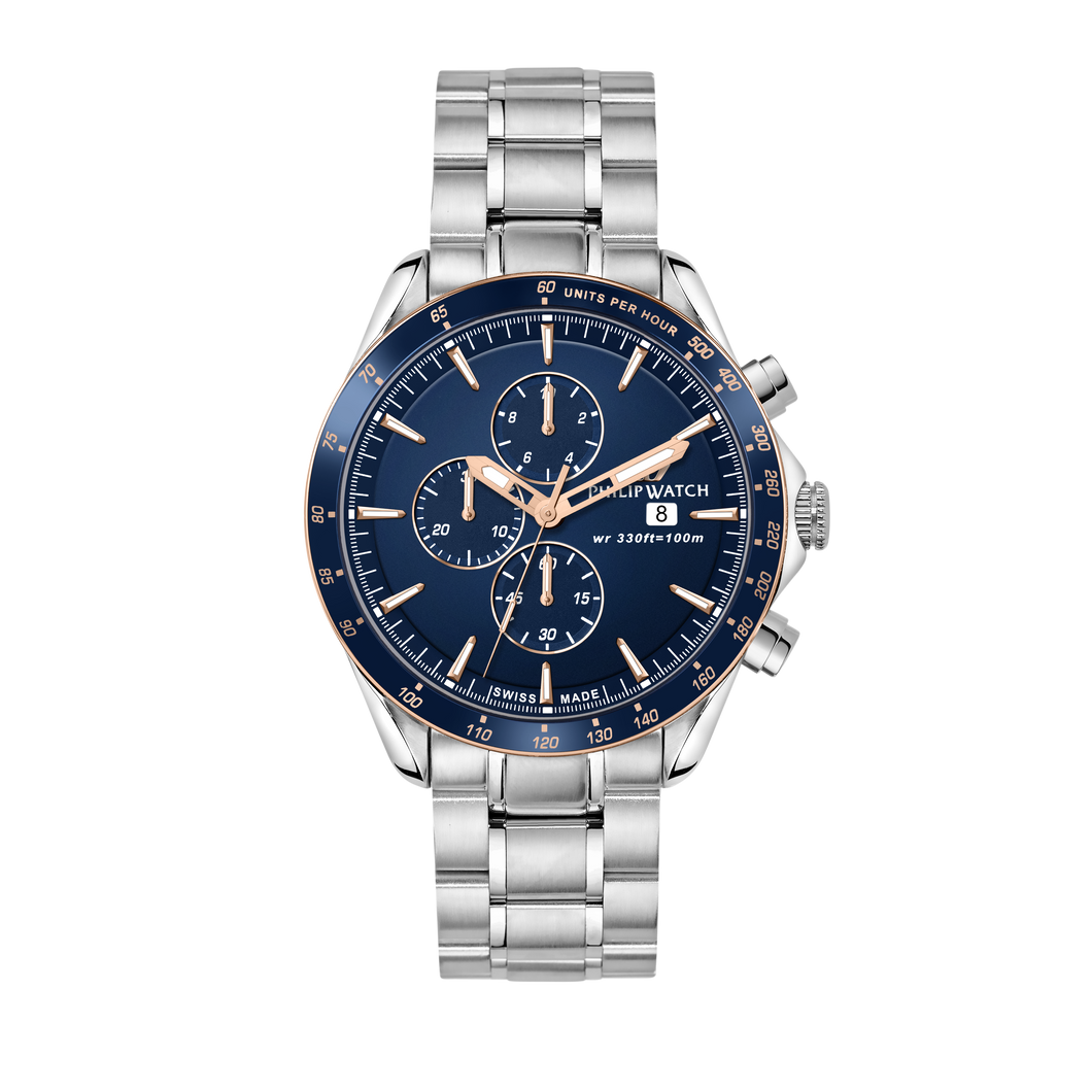 Philip Watch Swiss Made Blaze Blue 44mm Chronograph