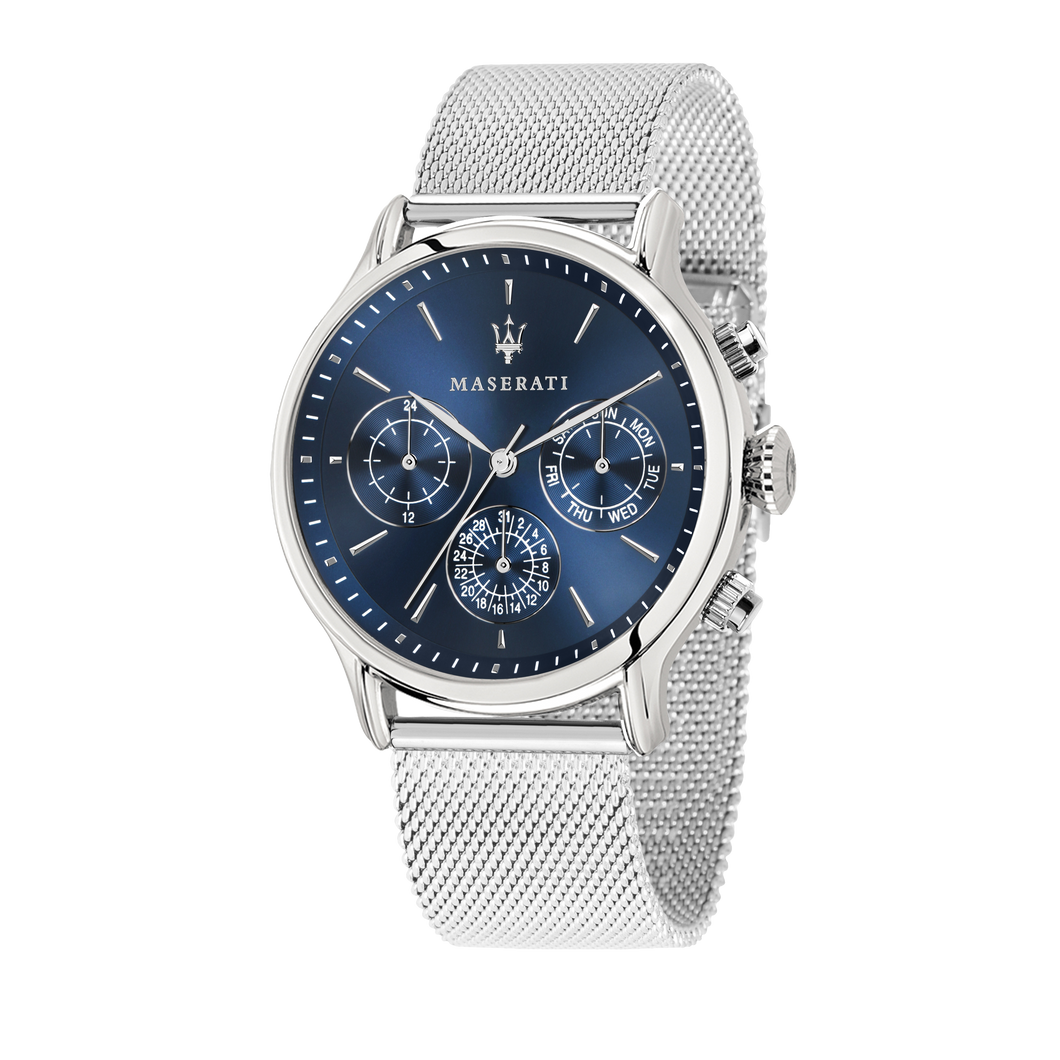 Maserati Epoca 42mm Blue Dial SIlver Mesh Watch