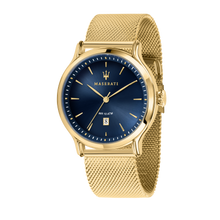 Load image into Gallery viewer, Maserati Epoca 42mm Blue Dial Gold Mesh Watch