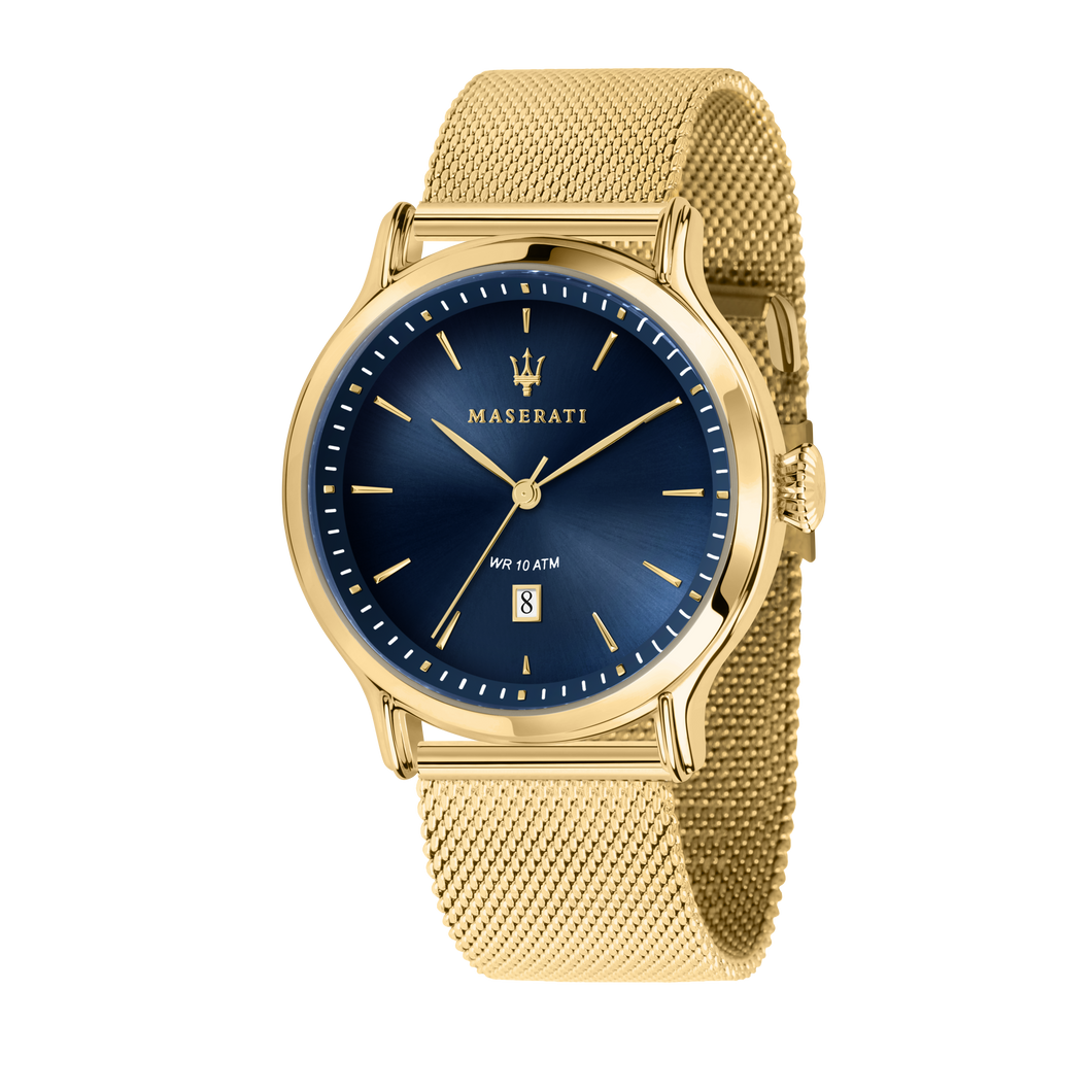 Maserati Epoca 42mm Blue Dial Gold Mesh Watch