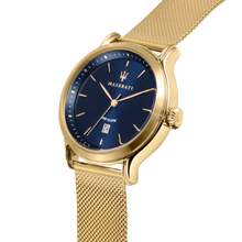 Load image into Gallery viewer, Maserati Epoca 42mm Blue Dial Gold Mesh Watch