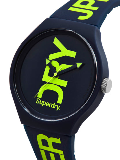 Superdry Navy Silicone Green Print Watch