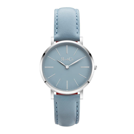Rose & Coy Mini Pinnacle Ultra Slim 34mm Silver | Sky Blue Watch