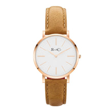 Load image into Gallery viewer, Rose &amp; Coy Mini Pinnacle Ultra Slim 34mm Rose Gold | Tan Leather Watch