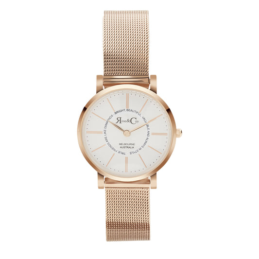 Rose & Coy True friends 30mm Rose Gold | Mesh Strap Watch