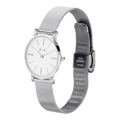 Rose & Coy Petite Pinnacle Ultra Slim 30mm Silver | Mesh Strap Watch