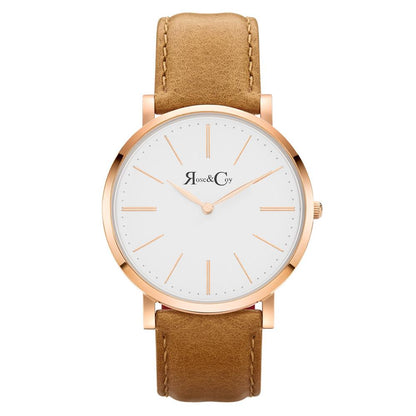 Rose & Coy Pinnacle Ultra Slim 40mm Rose Gold | Tan Leather Watch
