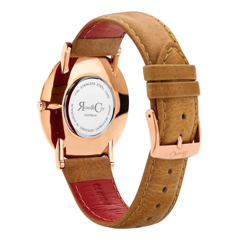 Rose & Coy Pinnacle Ultra Slim 40mm Rose Gold | Tan Leather Watch