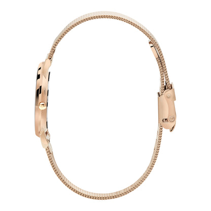 Rose & Coy Petite Pinnacle Ultra Slim 30mm Rose Gold Black Dial | Mesh Strap Watch
