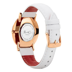 Rose & Coy Pinnacle Ultra Slim 40mm Rose Gold | White Leather Watch