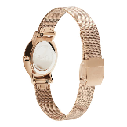 Rose & Coy Petite Pinnacle Ultra Slim 30mm Rose Gold Black Dial | Mesh Strap Watch
