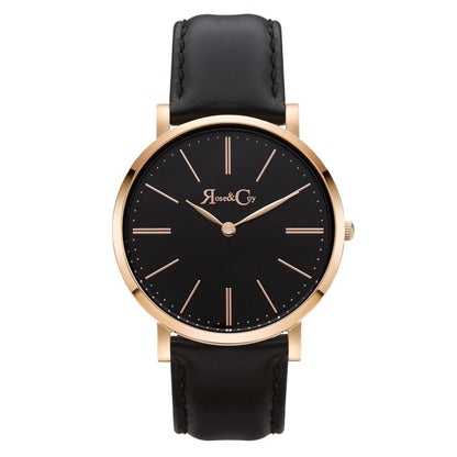 Rose & Coy Pinnacle Ultra Slim 40mm Rose Gold | Black Leather | Black Dial Watch