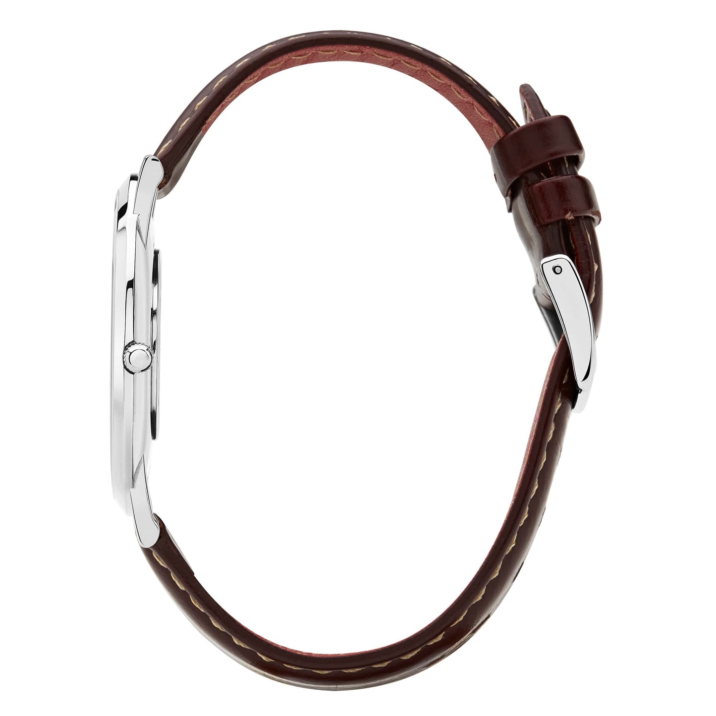Rose & Coy Pinnacle Ultra Slim 40mm Silver | Dark Brown Leather | Blue Sunray Dial Watch