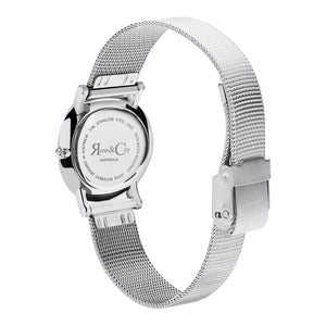Rose & Coy Petite Pinnacle Ultra Slim 30mm Silver | Mesh Strap Watch