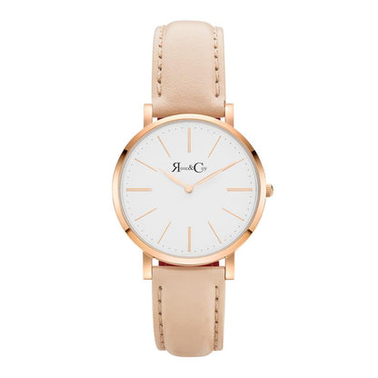 Rose & Coy Mini Pinnacle Ultra Slim 34mm Rose Gold | Peach Leather Watch