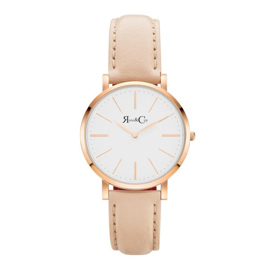Rose & Coy Mini Pinnacle Ultra Slim 34mm Rose Gold | Peach Leather Watch