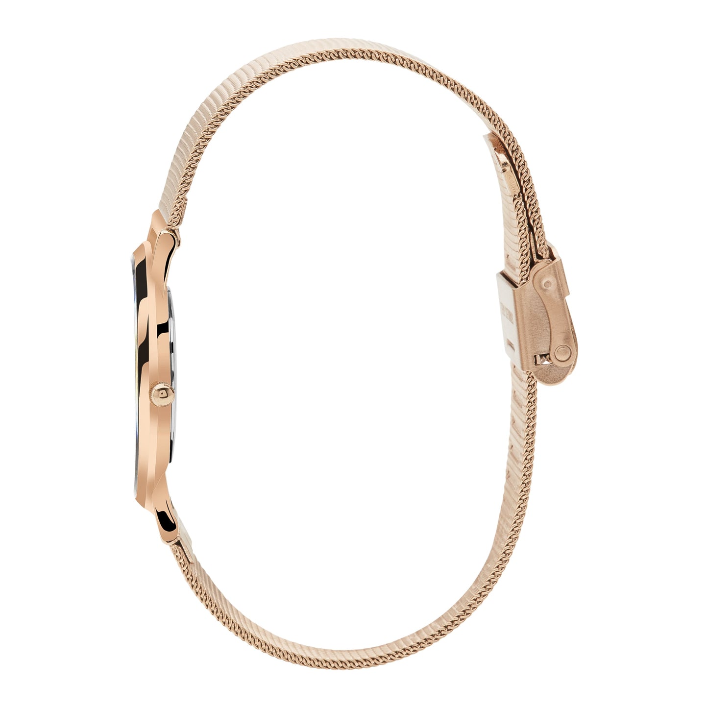 Rose & Coy Mini Pinnacle Ultra Slim 34mm Rose Gold Black Dial | Mesh Strap Watch