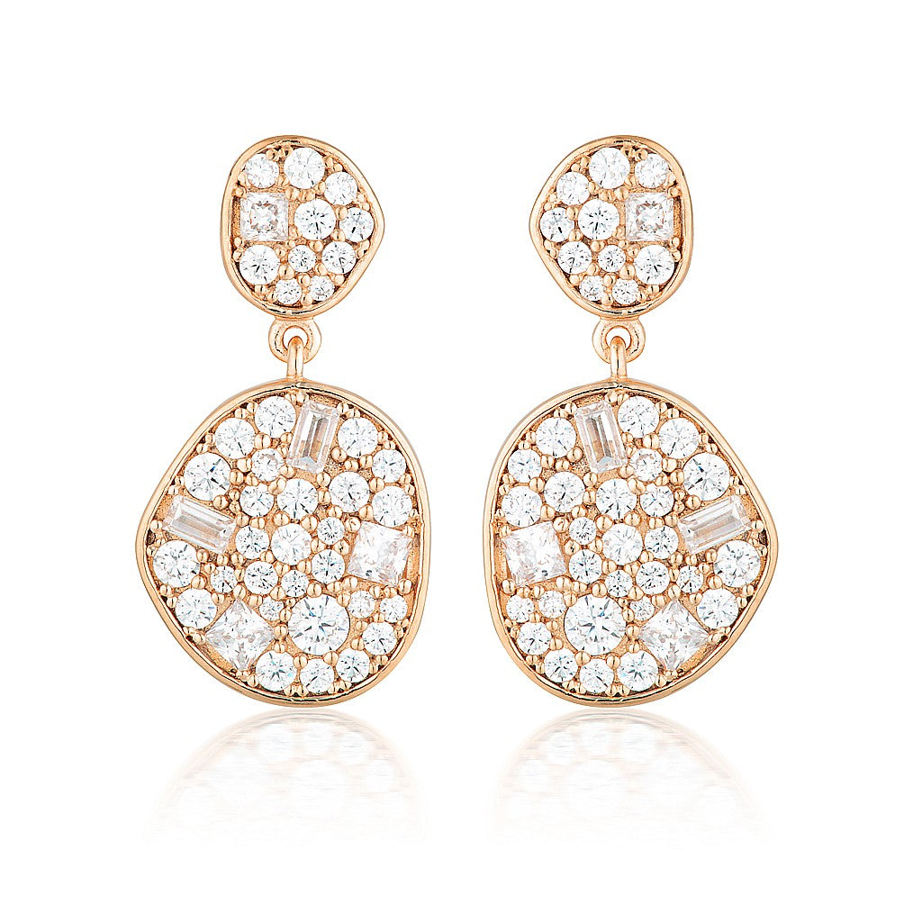 GEORGINI ANNA MOSAIC ROSE GOLD DROP EARRING