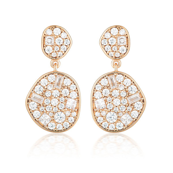 GEORGINI ANNA MOSAIC ROSE GOLD DROP EARRING