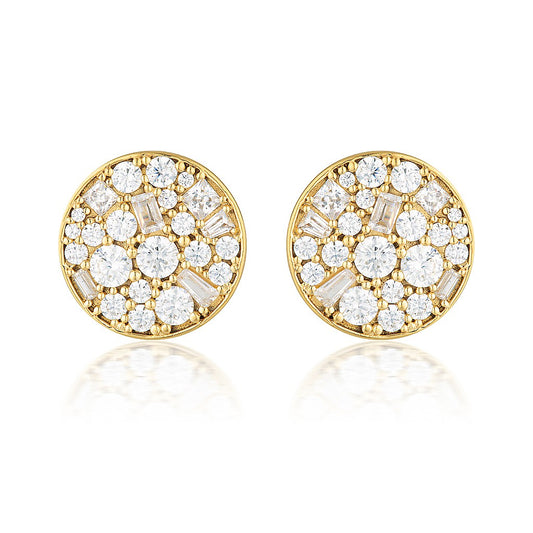 MOSAIC DISC GOLD STUD EARRING