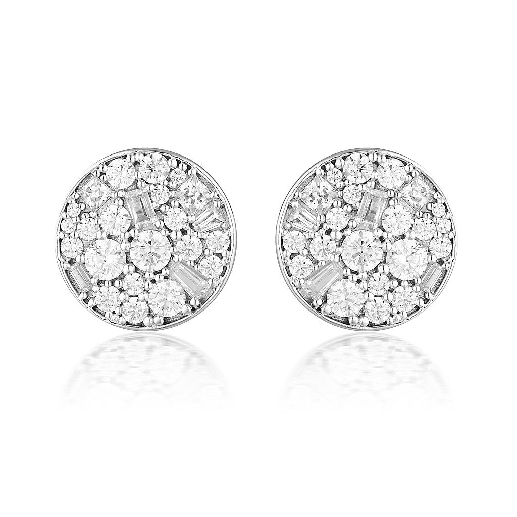 MOSAIC DISC SILVER STUD EARRING