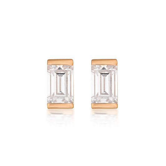 MOSAIC BAGUETTE ROSE GOLD STUD