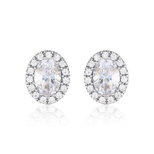 OVAL HALO SILVER STUD