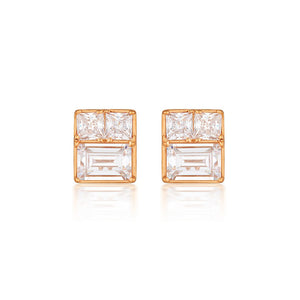 GEORGINI ELENA MOSAIC ROSE GOLD STUD EARRING