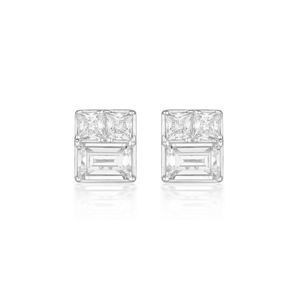 GEORGINI ELENA MOSAIC SILVER STUD EARRING