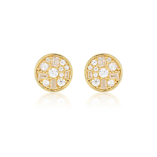 MINI MOSAIC GOLD STUD EARRINGS
