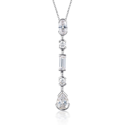 MOSAIC LONG DROP SILVER PENDANT