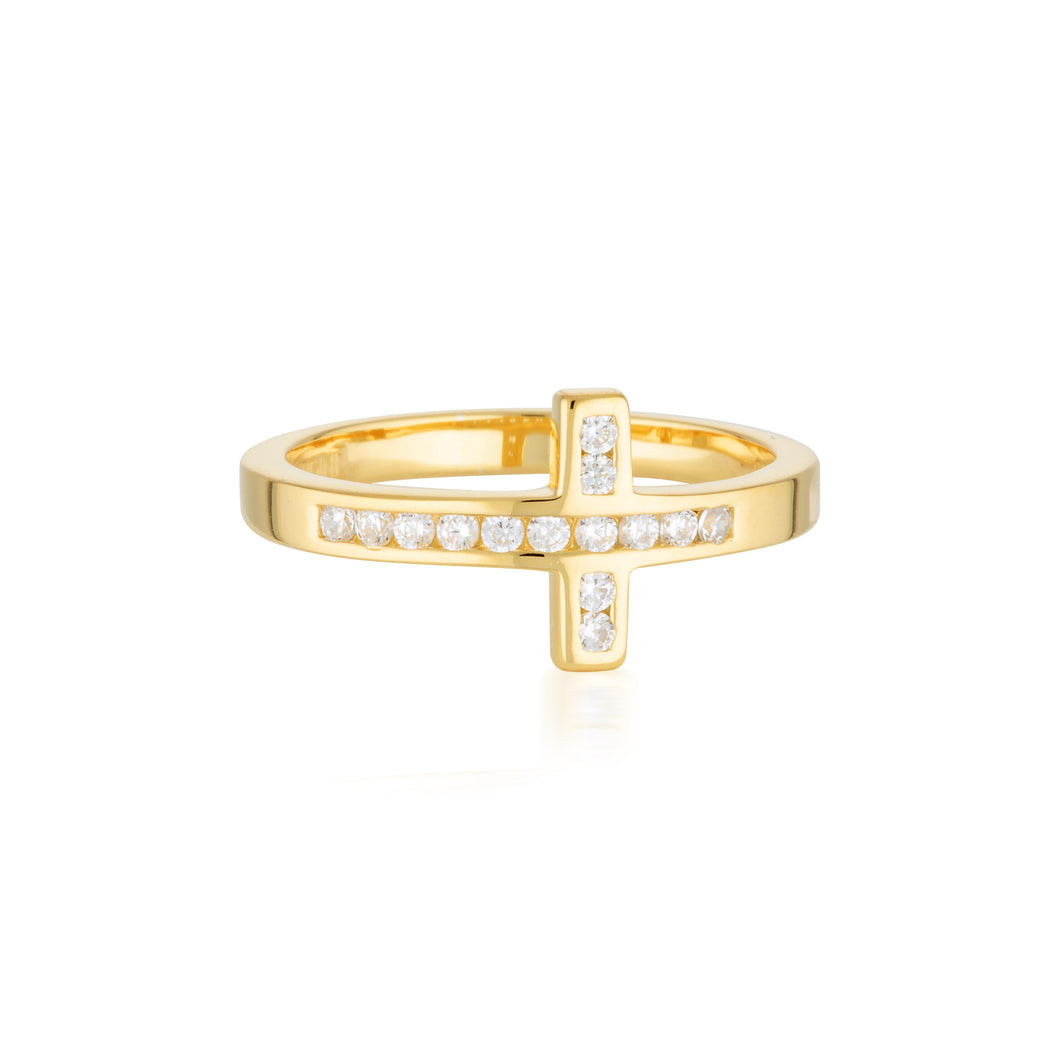 GEORGINI SPIRITUS WRAP CROSS RING - GOLD