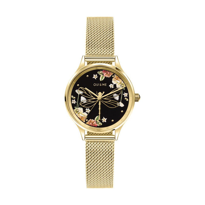 Oui&Me Minette Dragonfly Gold Mesh Watch