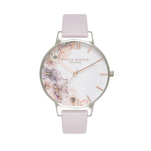 Olivia Burton Watercolour Florals Silver Watch