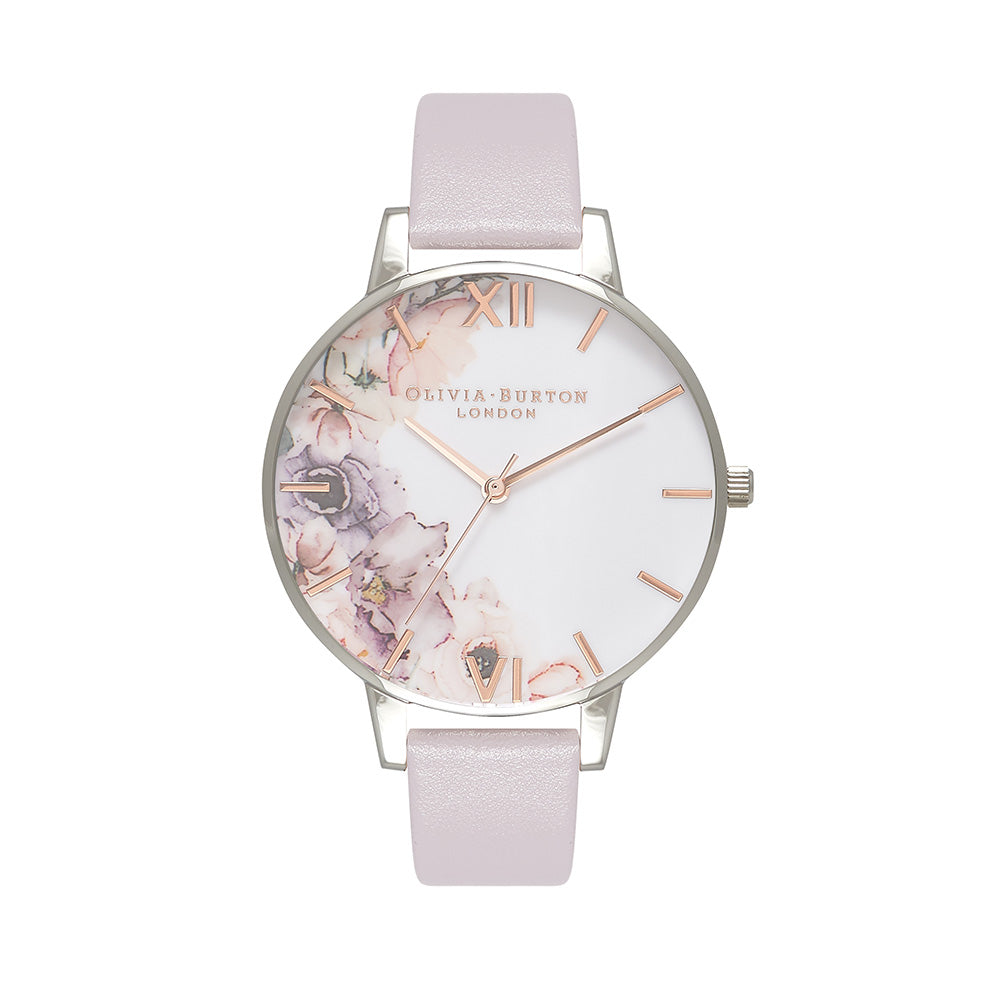 Olivia Burton Watercolour Florals Silver Watch