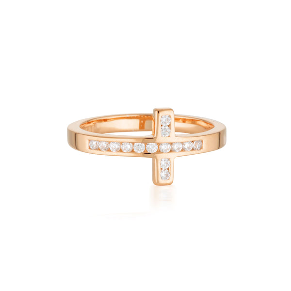 GEORGINI SPIRITUS WRAP CROSS RING - ROSE GOLD