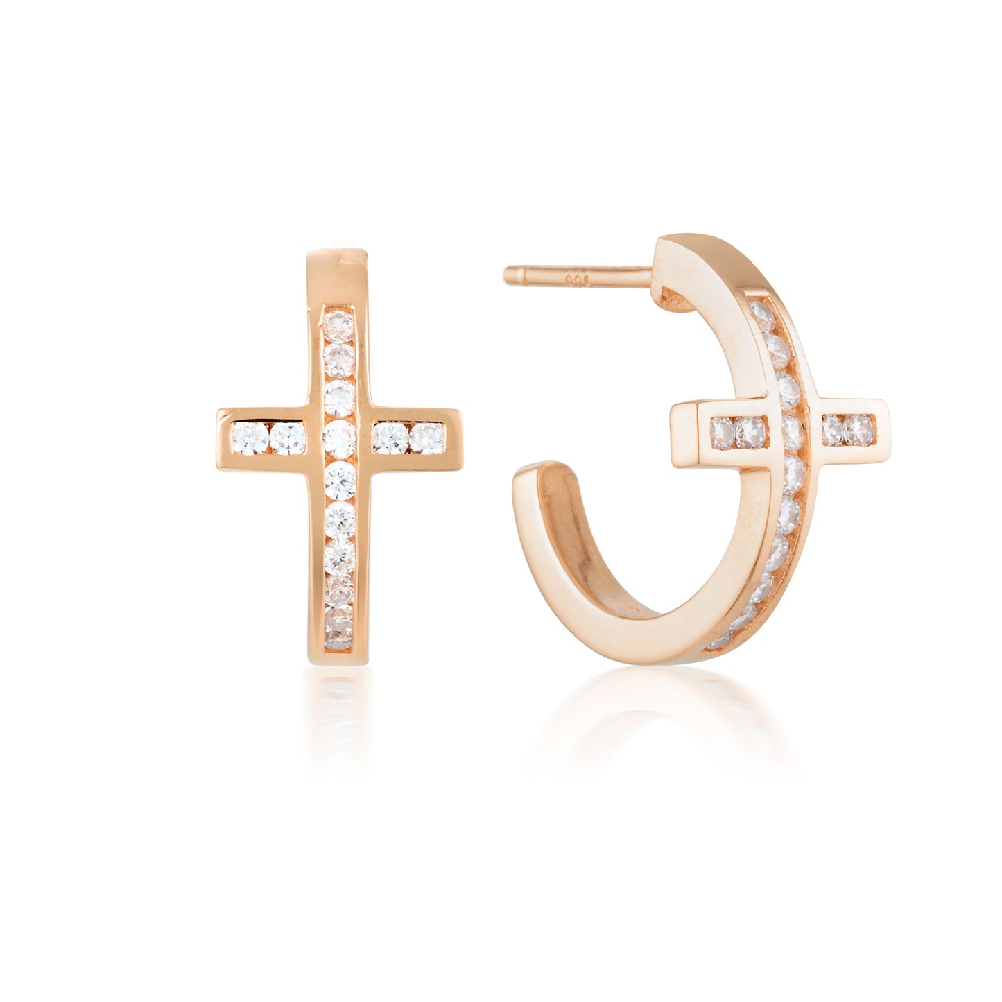 SPIRITUS CROSS HOOP EARRING - ROSE GOLD